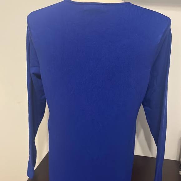 Women’s CALVIN KLEIN Soft Knit Tan Cardigan Sweater Blue Toggle Closure Lg - Picture 5 of 10